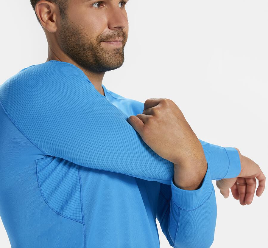 Tops Mens - Hoka One One Performance 3/4 Sleeve - Blue - JACLOMV-80